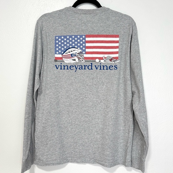 Vineyard Vines Other - Vineyard Vines Long Sleeve Pocket Tee Men's Small Gray Flag Lacrosse Americana‎